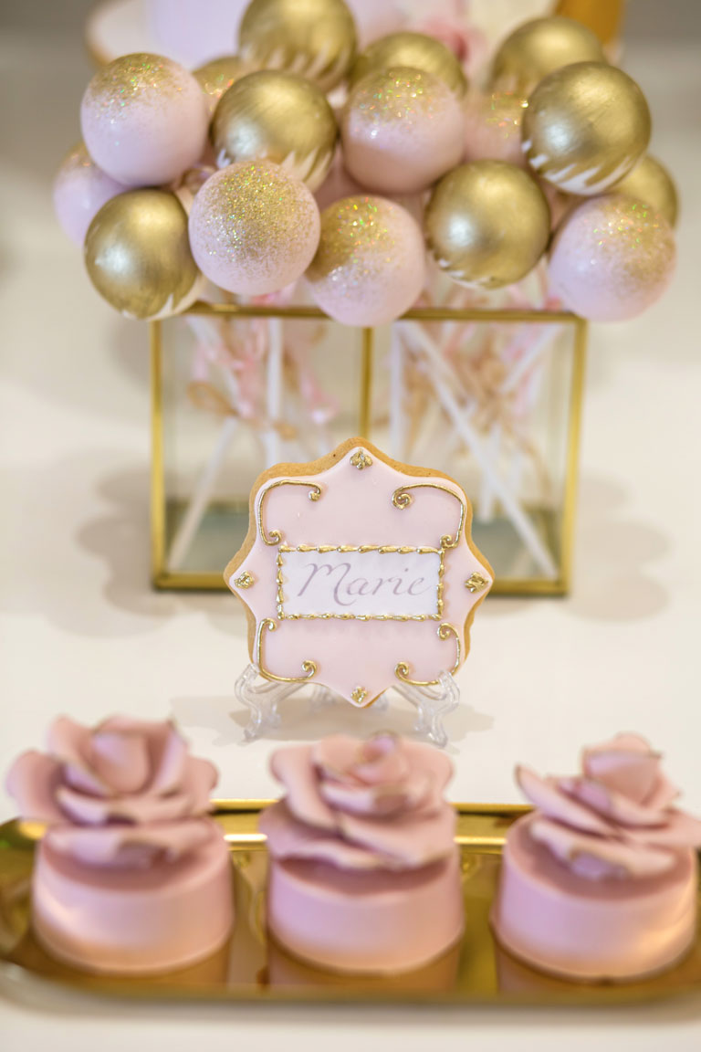 GC Couture and Gordon Ramsay Weddings Pink & Gold Ornate Wedding Cookies